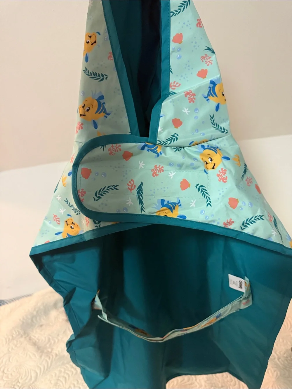 New XX large Disney Light Teal rain coat with Yellow Fish Print for dogs